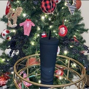 STARBUCKS MATTE BLACK SOFT-TOUCH BLING TUMBLER COLD CUP - 24oz 🖤